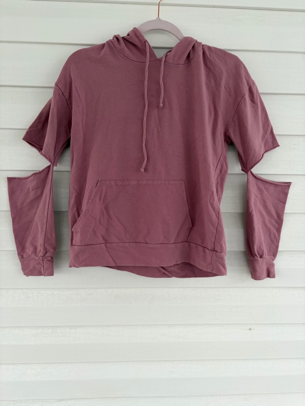 Women's Mauve Hoodie with Elbow Cut Outs